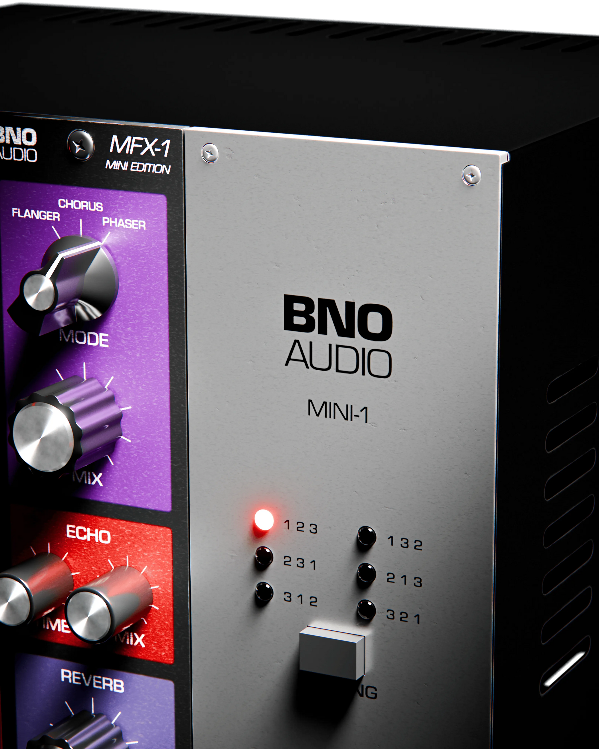 BNO MINI-1 rack side panel in close-up