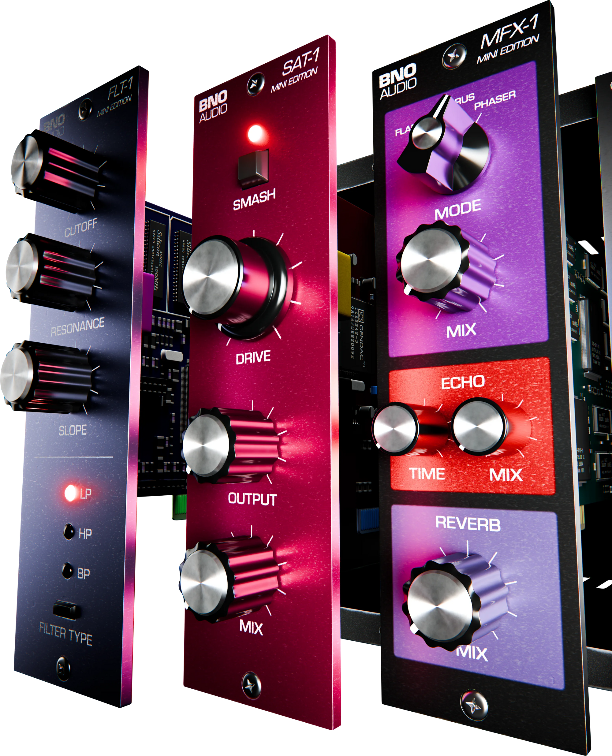 BNO MINI-1 modules stepped out of the rack, isolated